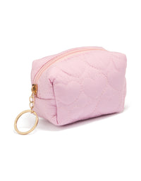 Tweens Puffy Pink Quilted Fabric Heart Zip  Purse - link has visual effect only
