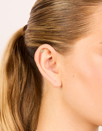 Featuring a gold plated titanium cubic zirconia rectangle cluster single flat back stud on ear view - link has visual effect only