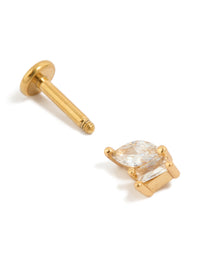 Designed with gold plated titanium cubic zirconia marquise and rectangle flat back stud post detail view - link has visual effect only