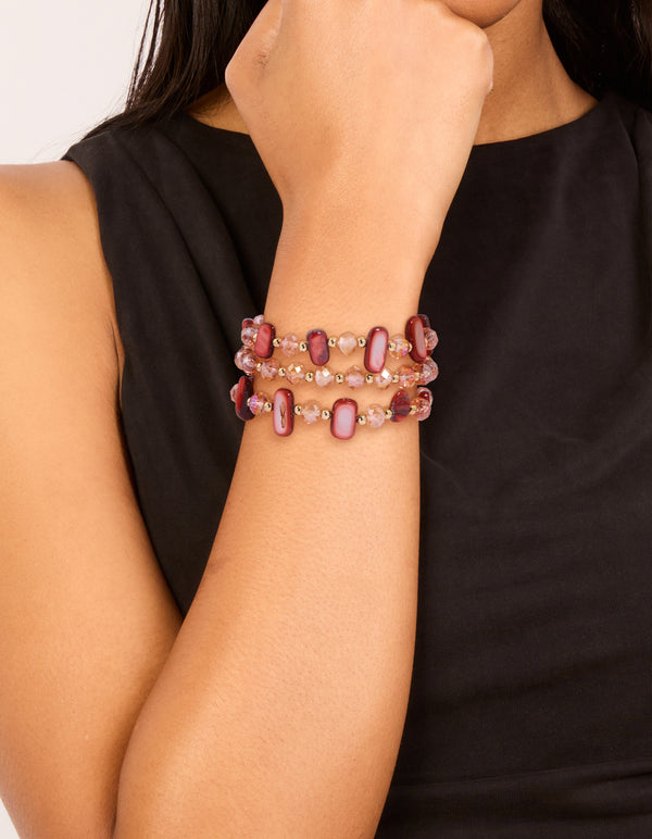 Pink Beaded Stretch Bracelets 3-Pack