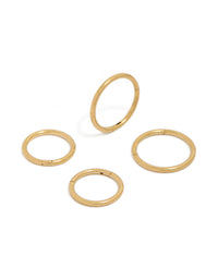 Showcasing waterproof gold plated stainless steel mixed size sleeper hoop earrings in a 2-pack front view - link has visual effect only