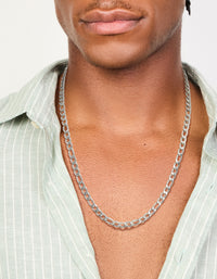 Mens Waterproof Stainless Steel Classic Figaro Link Necklace - link has visual effect only