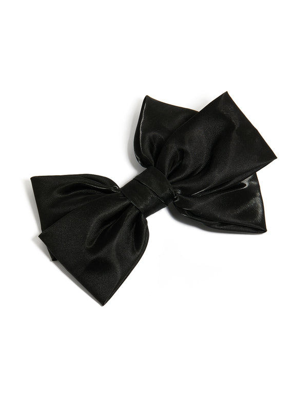 Black Shiny Statement Bow Clip