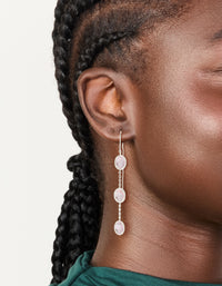 Silver Plated Pink Stone Thread Through Earrings - link has visual effect only