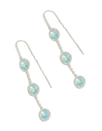 Silver Plated Blue Stone Thread Through Earrings - link has visual effect only