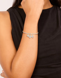 Silver Plated Cubic Zirconia Clover Charm Toggle Bracelet - link has visual effect only