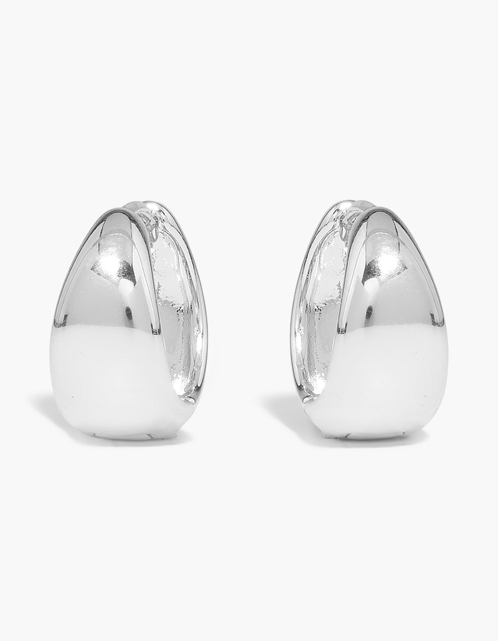 Silver Plated Chunky Medium Hoop Earrings