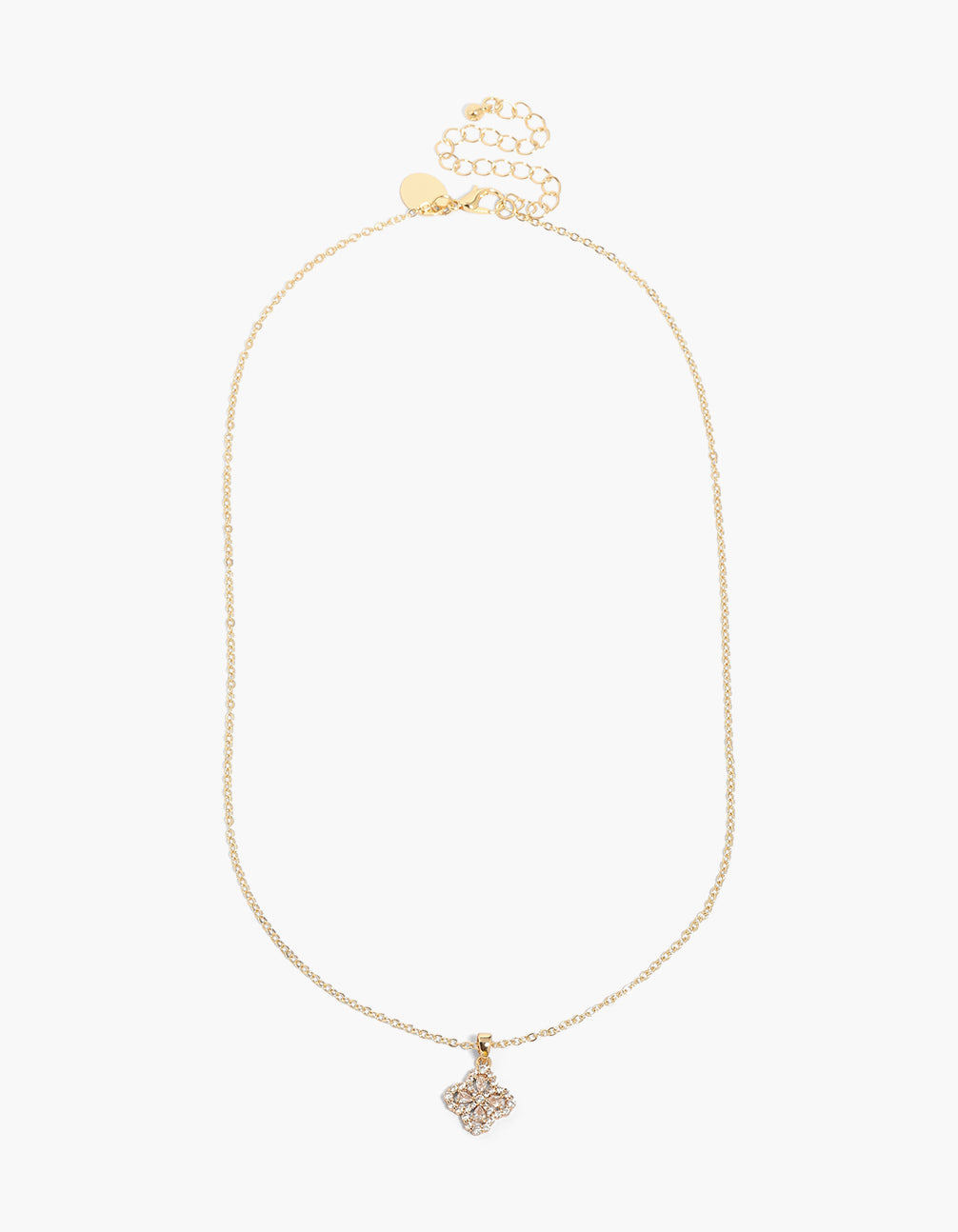 Gold Plated Cubic Zirconia Small Flower Necklace