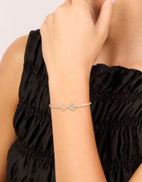 Rose Gold Plated Cubic Zirconia Double Flower Toggle Bracelet - link has visual effect only