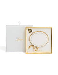 Discover this waterproof gold plated stainless steel tennis toggle bracelet with cubic zirconia in packaging view - link has visual effect only