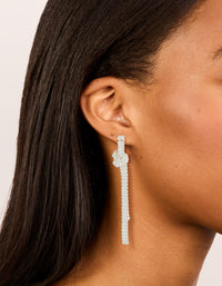 Silver Plated Cubic Zirconia Baguette Knot Drop Earrings - link has visual effect only