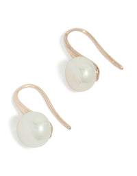 Rose Gold Plated Small Freshwater Pearl Hook Drop Earrings - link has visual effect only