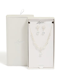 Silver Plated Large Vine Cubic Zirconia Necklace & Earrings Set - link has visual effect only