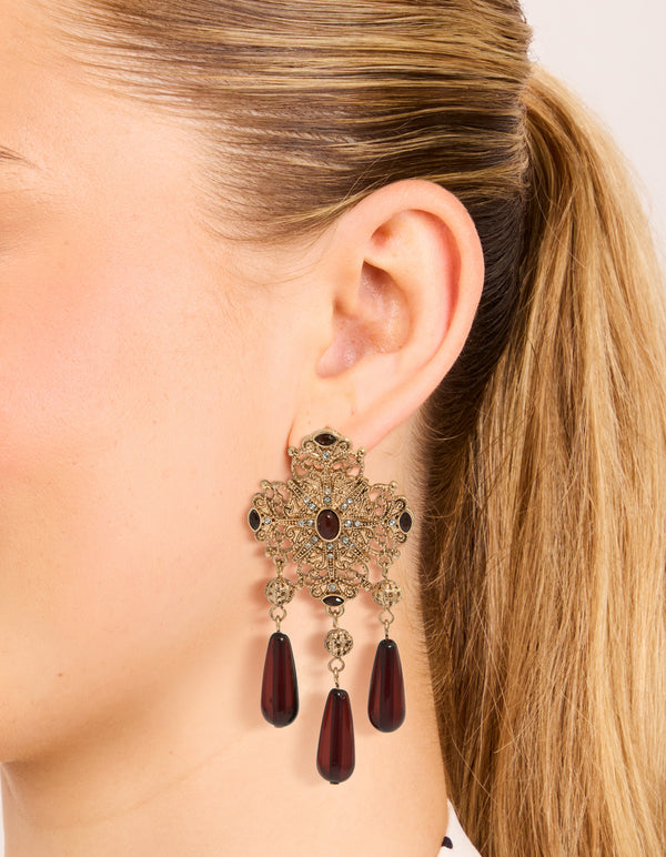 Antique Gold Art Deco Drop Earrings