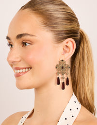 Antique Gold Art Deco Drop Earrings - link has visual effect only