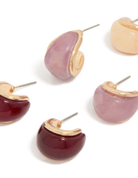 Gold Burgundy & Pink Acrylic Bubble Hoop Earrings 3-Pack - link has visual effect only