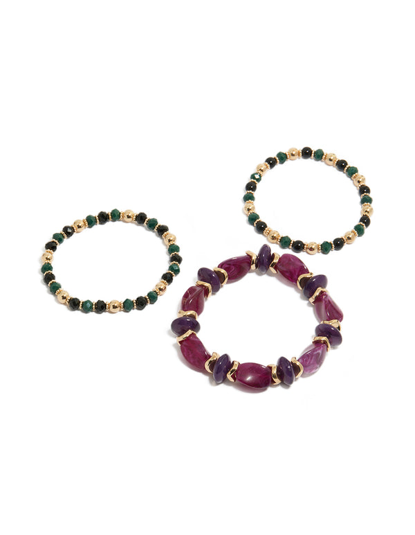 Mixed Beaded Stretch Bracelets 3-Pack
