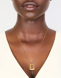 Waterproof Gold Plated Stainless Steel Open Rectangle Pendant Necklace - link has visual effect only