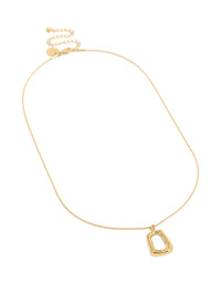 Explore this waterproof gold plated stainless steel open rectangle pendant necklace front view - link has visual effect only