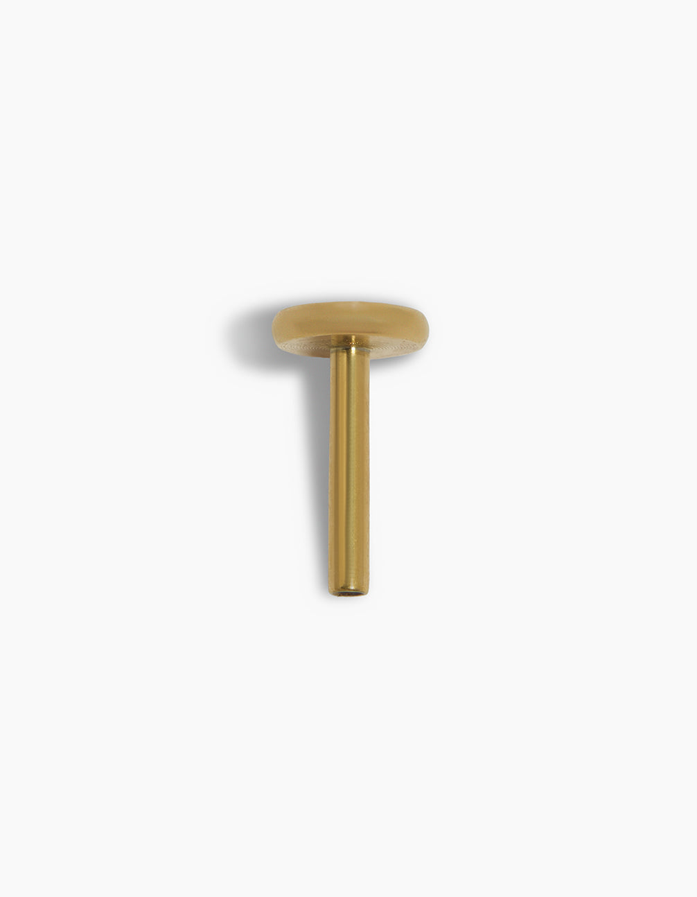Crafted from gold plated titanium letter A single threadless flat back stud with initials post detail view