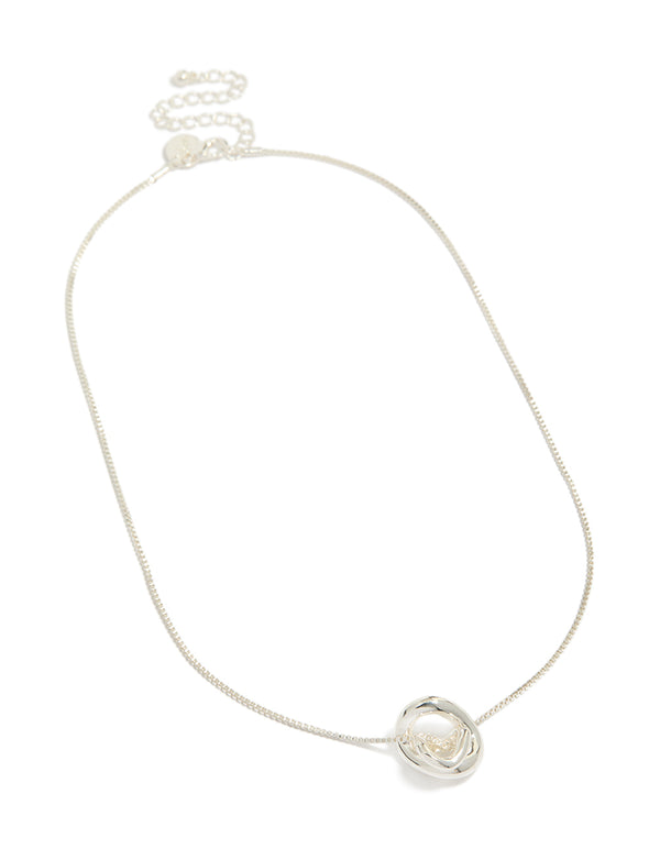 Silver Plated Small Double Organic Charm Necklace