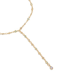 Gold Plated Cubic Zirconia Blue Circle Detail Y-Necklace - link has visual effect only