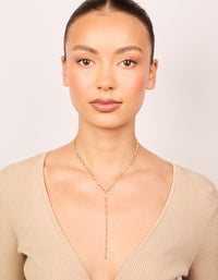 Gold Plated Cubic Zirconia Blue Circle Detail Y-Necklace - link has visual effect only