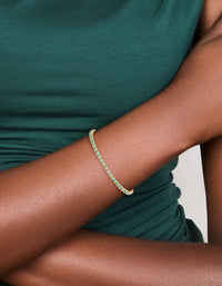 Gold Plated Cubic Zirconia Blue Tennis Bracelet - link has visual effect only