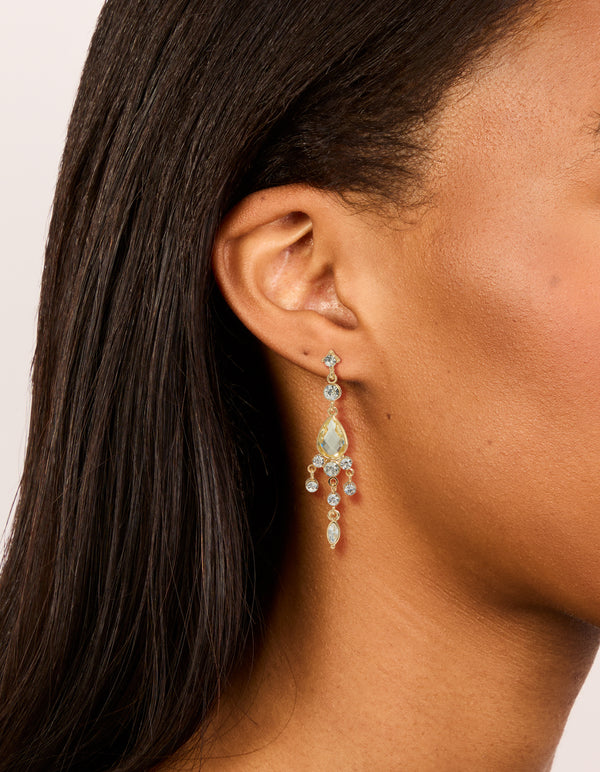 Gold Plated Cubic Zirconia Yellow Drop Earrings