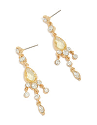 Gold Plated Cubic Zirconia Yellow Drop Earrings - link has visual effect only