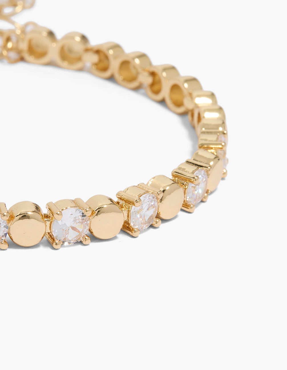 Gold Plated Alternating Ball Cubic Zirconia Bracelet