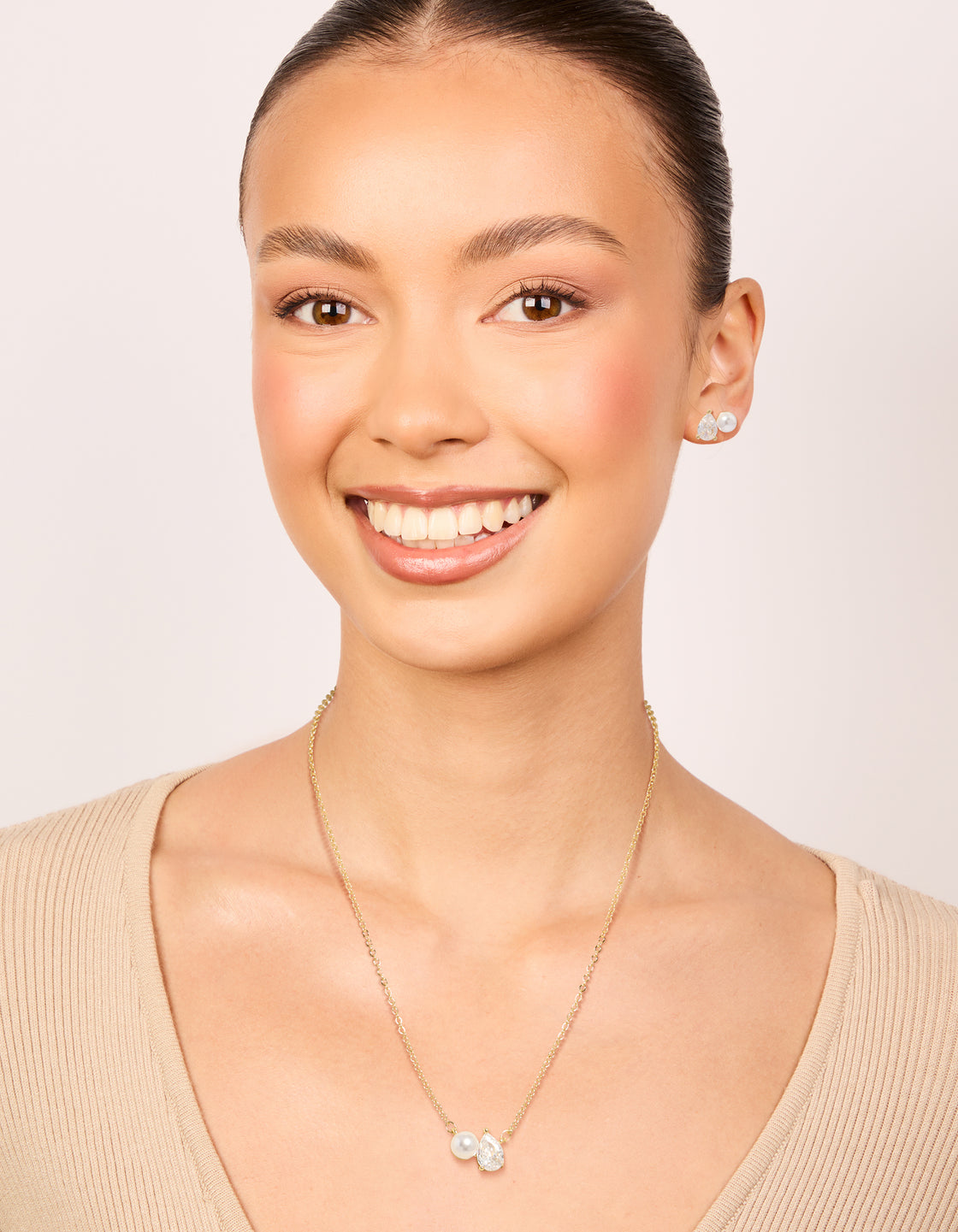 Gold Plated Toi Et Moi Cubic Zirconia Necklace & Earrings Pack