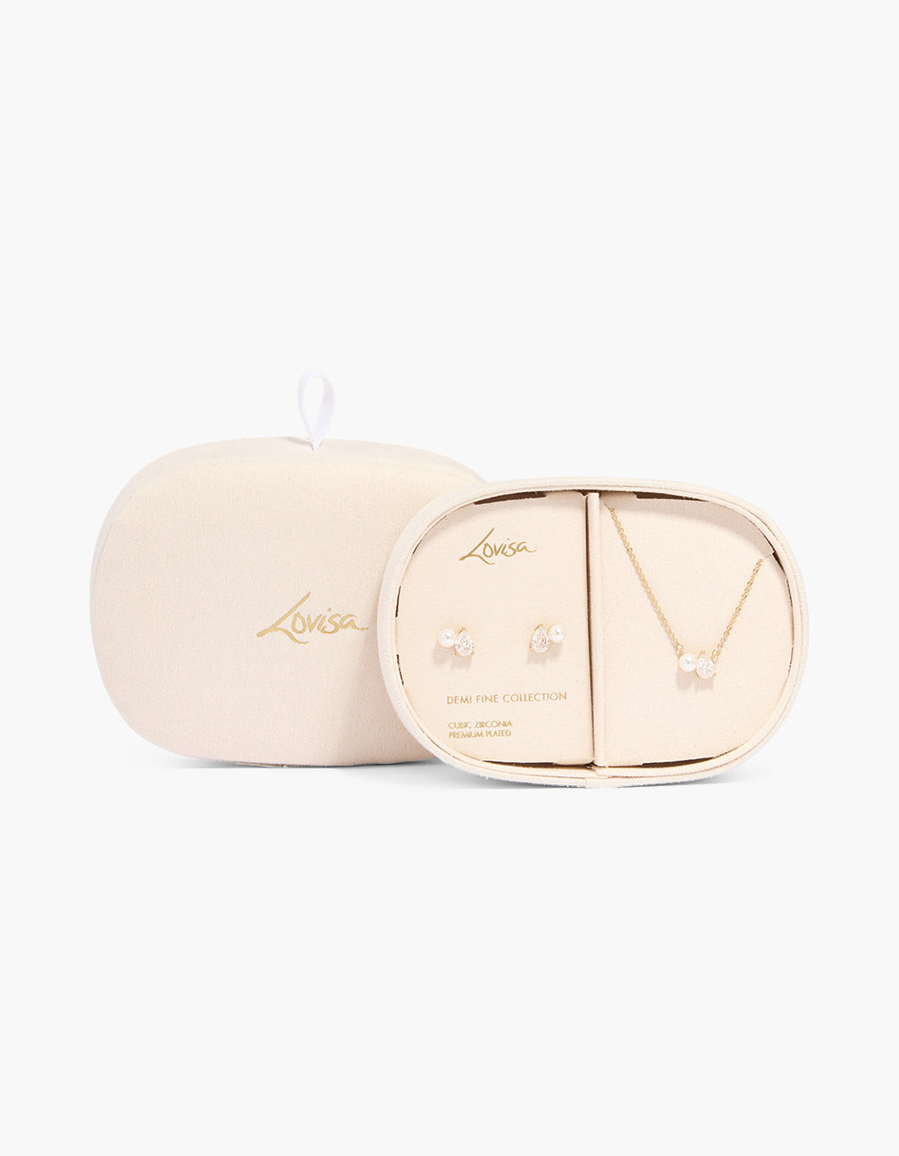Gold Plated Toi Et Moi Cubic Zirconia Necklace & Earrings Pack
