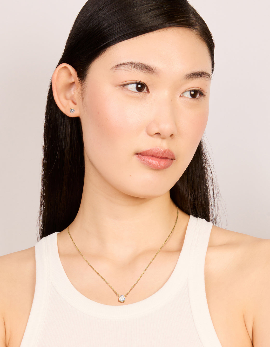 Gold Plated Round Cubic Zirconia Necklace & Earrings Pack