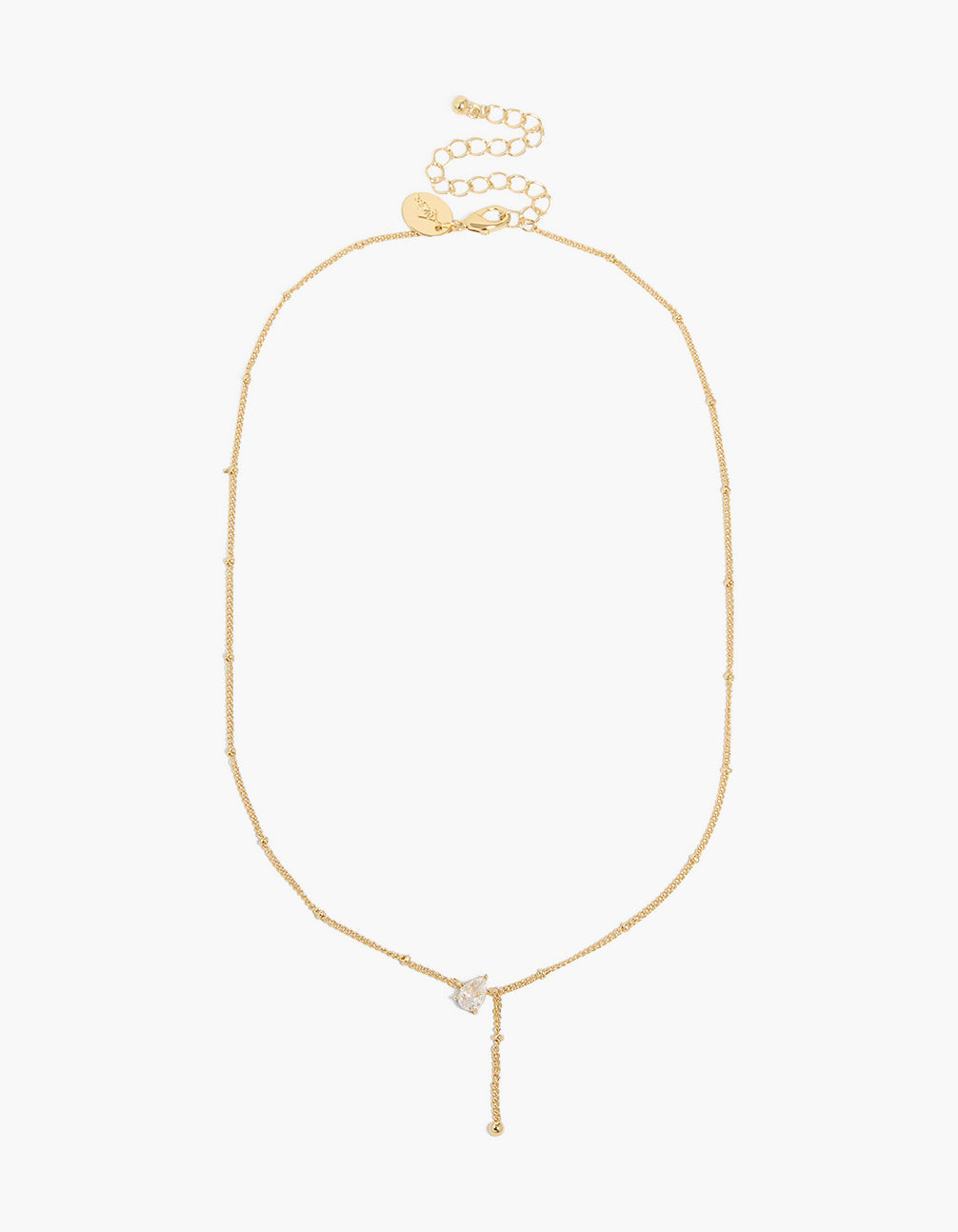 Gold Plated Ball Chain Cubic Zirconia Y-Necklace