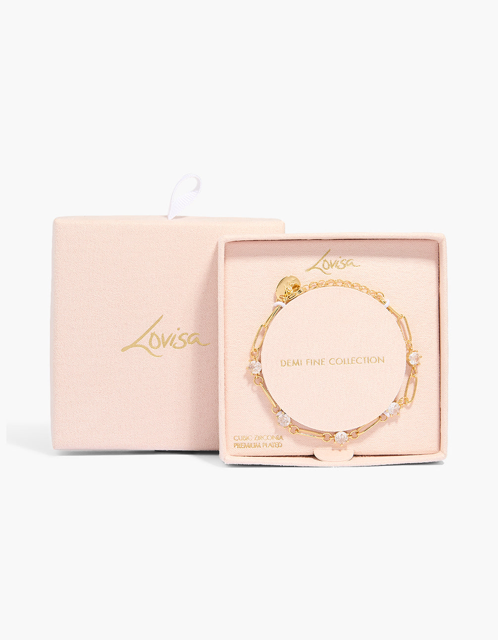 Gold Plated Cubic Zirconias Large Chain Bracelet