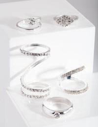 Diamante Swirl Silver Ring Pack - link has visual effect only