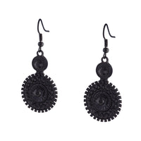 Black Coated Metal Double Circle Drop Earrings - link has visual effect only