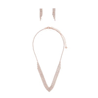 Rose Gold Diamante Necklace Earrings Jewellery Set - link has visual effect only