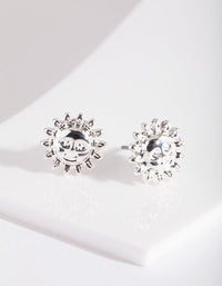 Silver Smiling Sun Stud Earrings - link has visual effect only