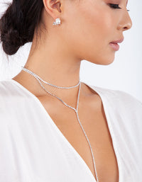 Silver Cup Chain Diamante Layered Choker - link has visual effect only