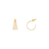Gold Four Row Diamond Cut Hoop Earrings - link has visual effect only