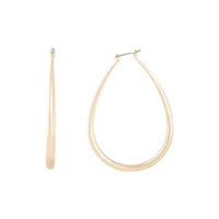 Polished Gold Pipe Tear Hoop Earrings - link has visual effect only