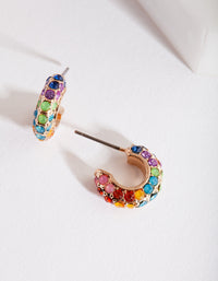Rainbow Diamante Huggie Earrings - link has visual effect only