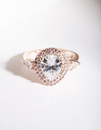 Rose Gold Cubic Zirconia Teardrop Ring - link has visual effect only