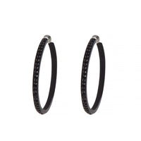 Black Jewel Flat Edge Hoop Earrings - link has visual effect only