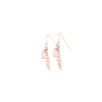 Rose Gold Pink Bead Leaf Drop Earrings - link has visual effect only