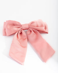 Pink Satin Bow Hair Clip - link has visual effect only