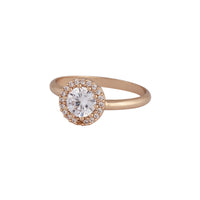 Gold Cubic Zirconia Circle Stone Surround Ring - link has visual effect only