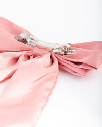 Pink Satin Bow Hair Clip - link has visual effect only